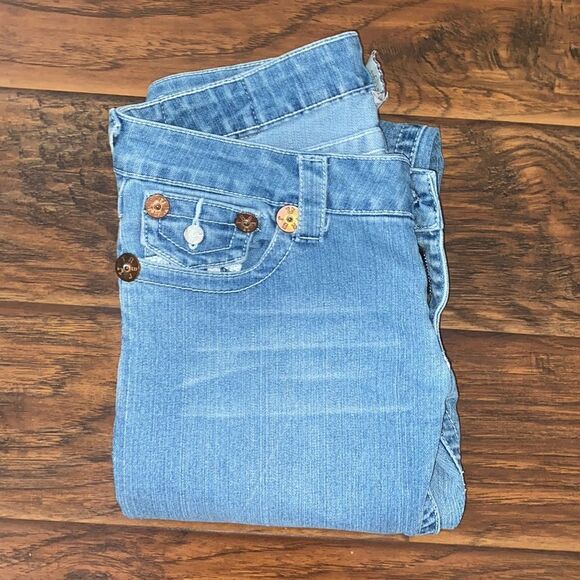 True Religion Joey Super T Blue Distressed Denim Jeans Casual Event Party - Picture 1 of 11